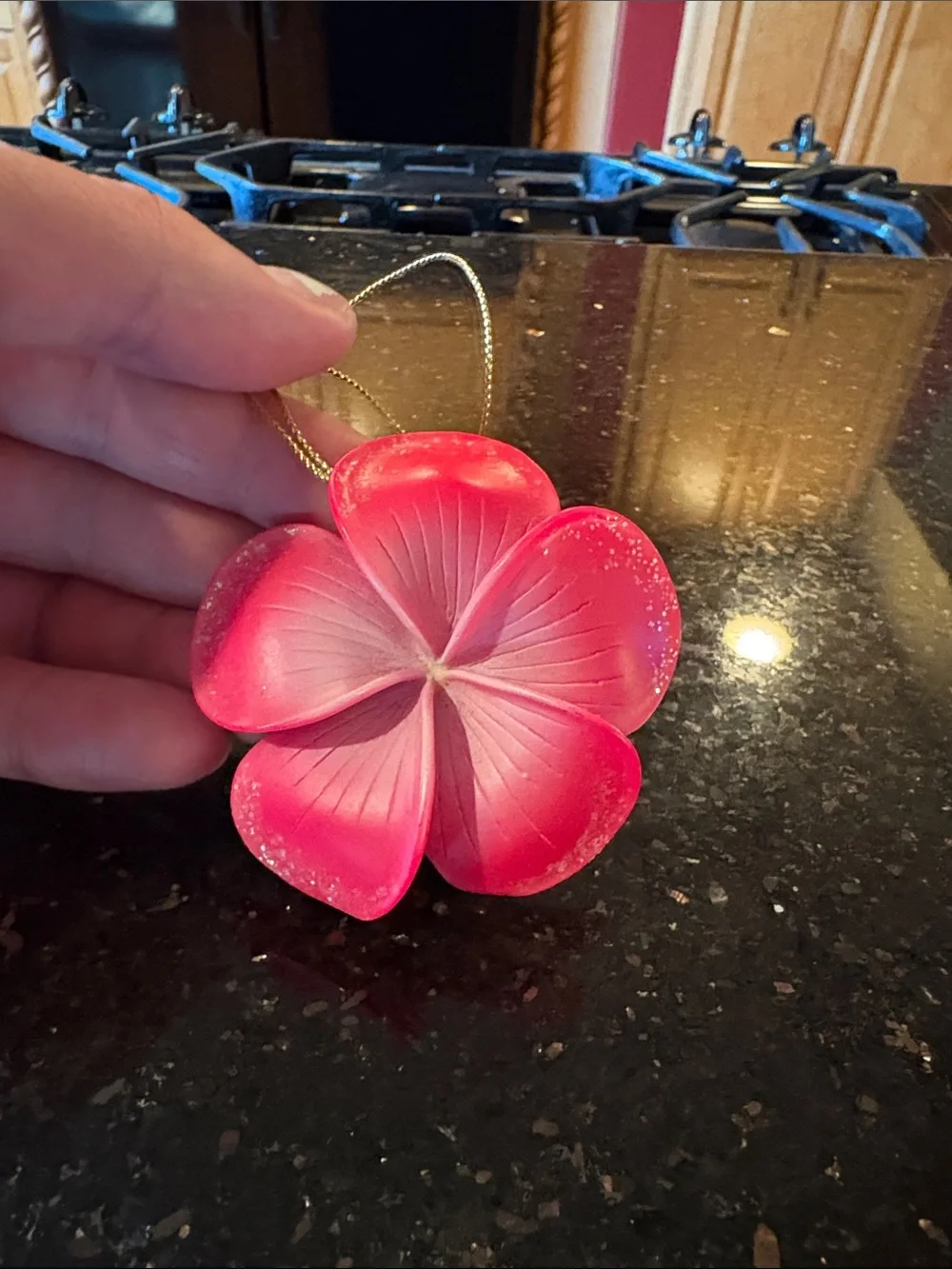 Pink Plumeria Flower Hanging Accent Ornament - Home Accents